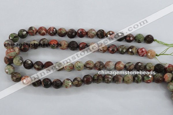 CRA102 15.5 inches 10mm faceted round rainforest agate gemstone beads