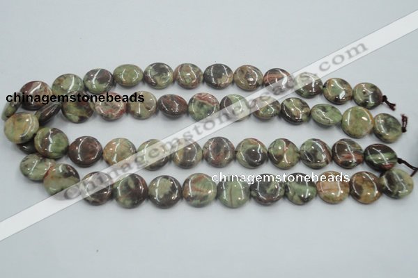 CRA11 15.5 inches 16mm flat round natural rainforest agate beads