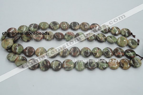 CRA11 15.5 inches 16mm flat round natural rainforest agate beads