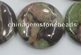 CRA14 15.5 inches 30mm flat round natural rainforest agate beads