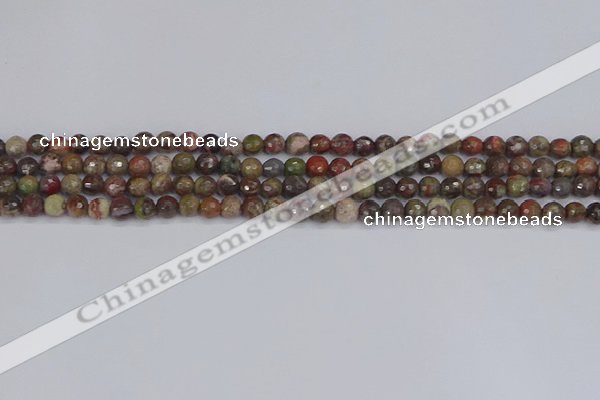 CRA160 15.5 inches 4mm faceted round rainforest agate beads