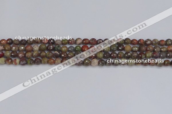 CRA161 15.5 inches 6mm faceted round rainforest agate beads