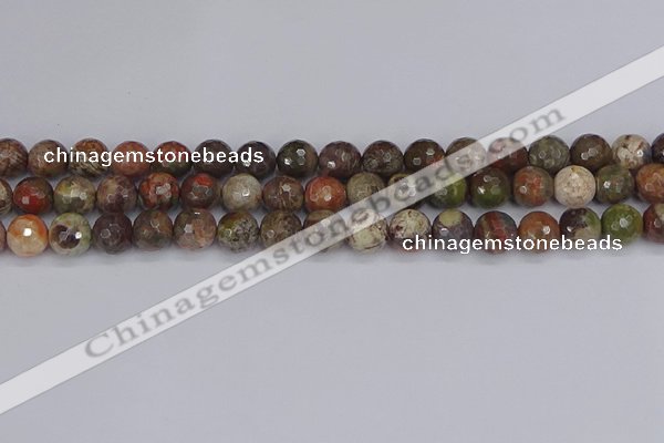 CRA162 15.5 inches 8mm faceted round rainforest agate beads