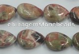 CRA18 15.5 inches 13*18mm flat teardrop natural rainforest agate beads