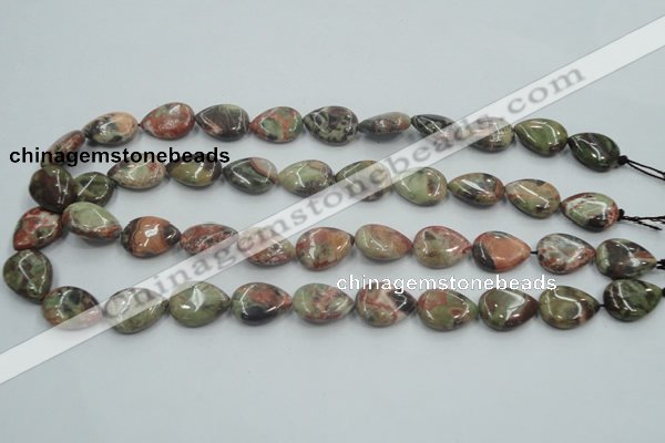 CRA18 15.5 inches 13*18mm flat teardrop natural rainforest agate beads