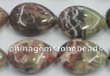 CRA19 15.5 inches 18*25mm flat teardrop natural rainforest agate beads