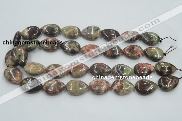 CRA19 15.5 inches 18*25mm flat teardrop natural rainforest agate beads