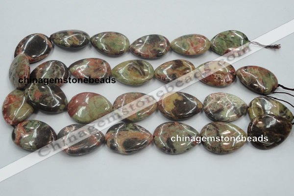 CRA20 15.5 inches 22*30mm flat teardrop natural rainforest agate beads