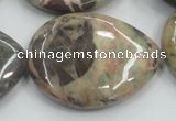 CRA21 15.5 inches 30*40mm flat teardrop natural rainforest agate beads