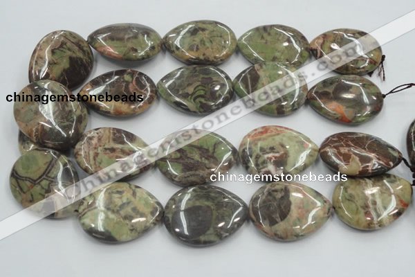 CRA21 15.5 inches 30*40mm flat teardrop natural rainforest agate beads