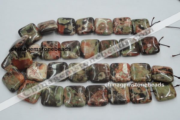 CRA23 15.5 inches 25*25mm square natural rainforest agate beads