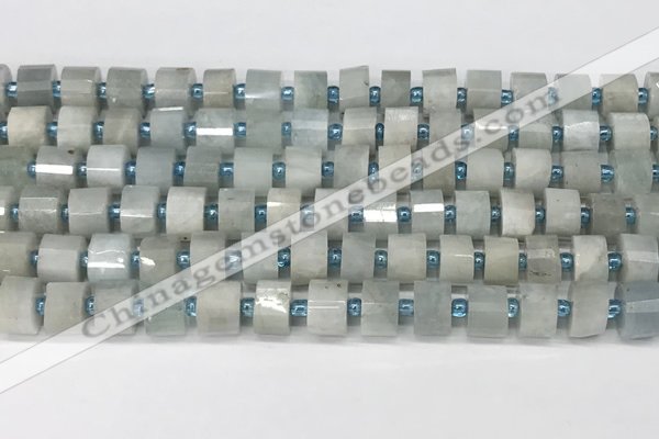 CRB1051 15.5 inches 5*8mm - 6*8mm faceted tyre aquamarine beads