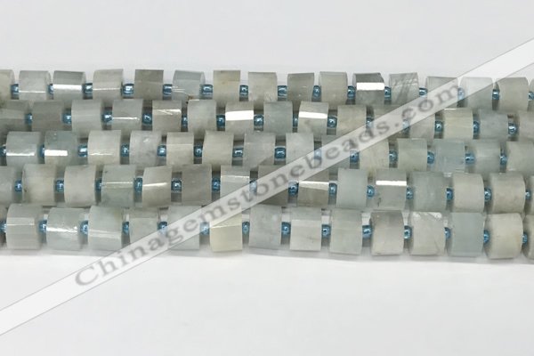 CRB1052 15.5 inches 7*9mm - 8*10mm faceted tyre aquamarine beads