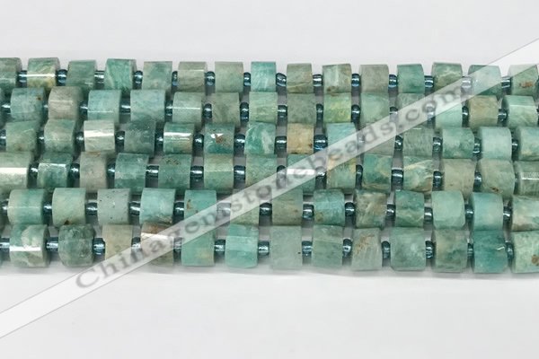 CRB1069 15.5 inches 5*8mm - 6*8mm faceted tyre amazonite beads