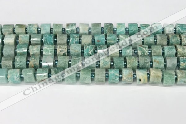 CRB1070 15.5 inches 7*9mm - 8*10mm faceted tyre amazonite beads