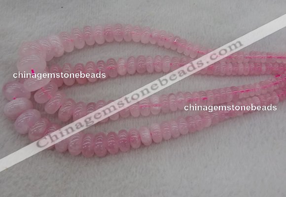 CRB1100 15.5 inches 5*8mm - 9*18mm rondelle rose quartz beads