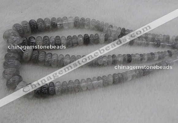 CRB1104 15.5 inches 5*8mm - 9*18mm rondelle cloudy quartz beads