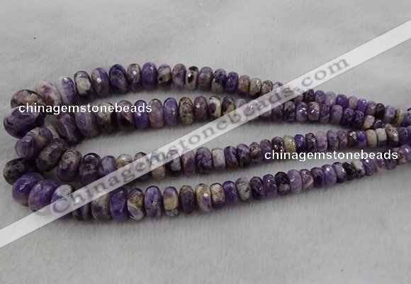 CRB1122 15.5 inches 5*8mm - 9*18mm faceted rondelle dogtooth amethyst beads