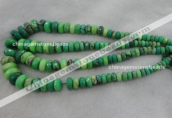 CRB1128 15.5 inches 5*8mm - 9*18mm faceted rondelle grass agate beads