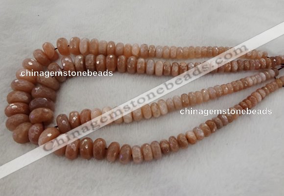 CRB1131 15.5 inches 5*8mm - 9*18mm faceted rondelle moonstone beads