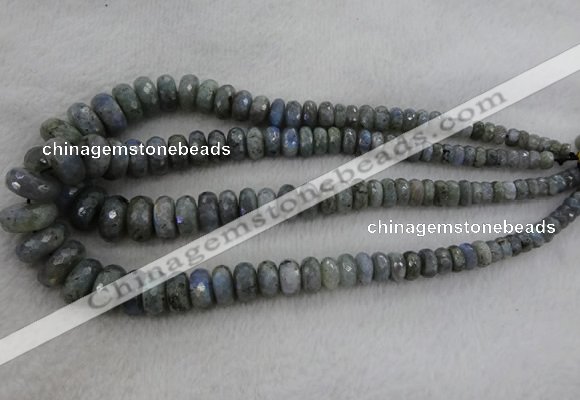 CRB1134 15.5 inches 5*8mm - 9*18mm faceted rondelle labradorite beads