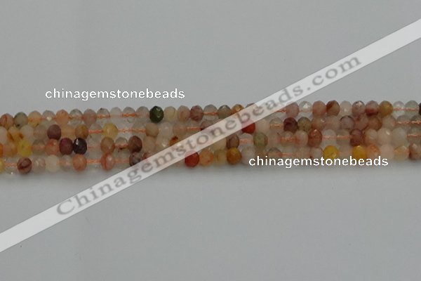 CRB1214 15.5 inches 4*6mm faceted rondelle mixed rutilated quartz beads
