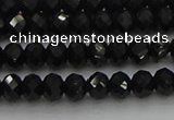 CRB1218 15.5 inches 4*6mm faceted rondelle black tourmaline beads