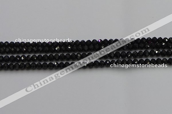 CRB1218 15.5 inches 4*6mm faceted rondelle black tourmaline beads