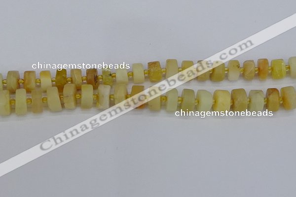 CRB1240 15.5 inches 6*12mm tyre matte yellow opal gemstone beads