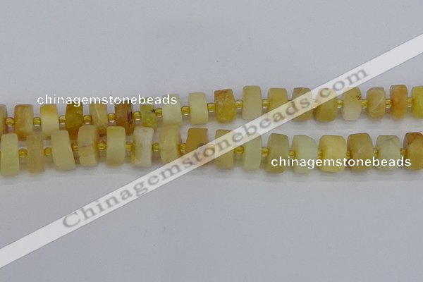 CRB1241 15.5 inches 7*14mm tyre matte yellow opal gemstone beads