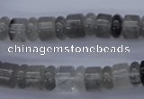 CRB125 15.5 inches 4*10mm & 7*10mm rondelle cloudy quartz beads