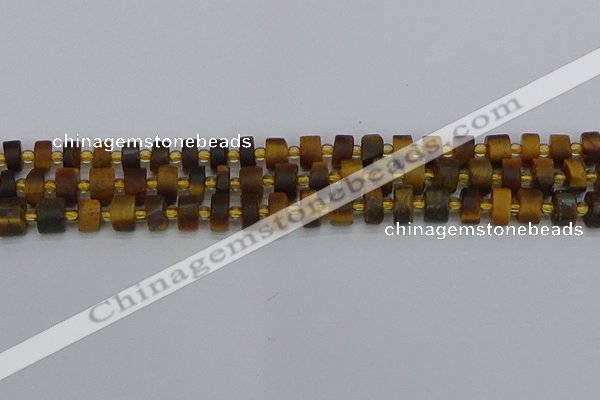 CRB1252 15.5 inches 5*8mm tyre matte yellow tiger eye beads
