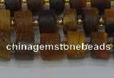 CRB1253 15.5 inches 6*10mm tyre matte yellow tiger eye beads