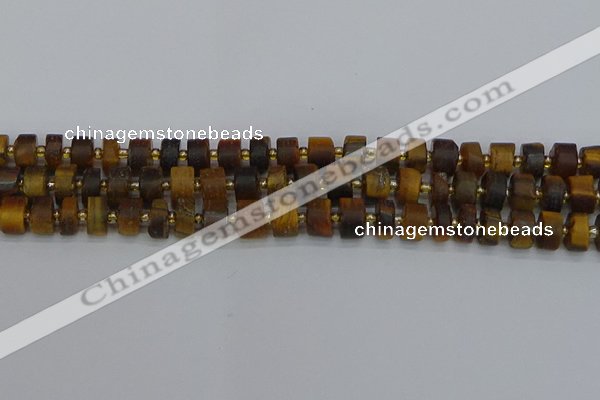 CRB1253 15.5 inches 6*10mm tyre matte yellow tiger eye beads