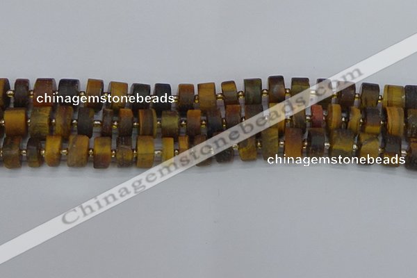 CRB1254 15.5 inches 6*12mm tyre matte yellow tiger eye beads