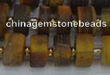 CRB1255 15.5 inches 7*14mm tyre matte yellow tiger eye beads