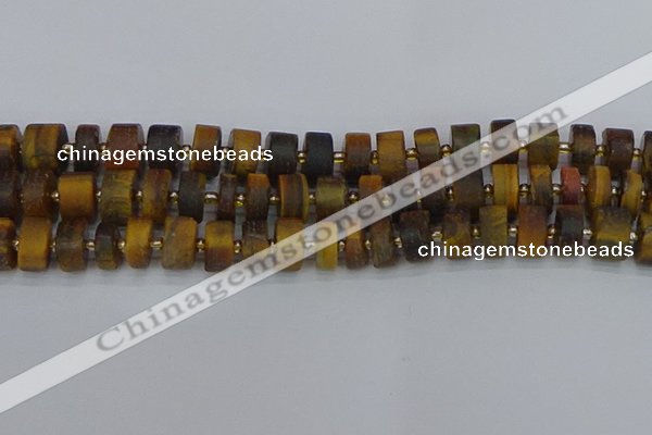 CRB1255 15.5 inches 7*14mm tyre matte yellow tiger eye beads