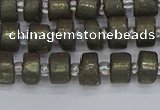 CRB1259 15.5 inches 5*8mm tyre matte pyrite gemstone beads