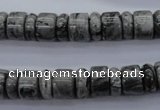 CRB126 15.5 inches 4*10mm & 7*10mm rondelle grey picture jasper beads