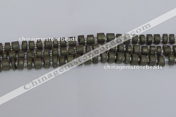 CRB1260 15.5 inches 6*10mm tyre matte pyrite gemstone beads