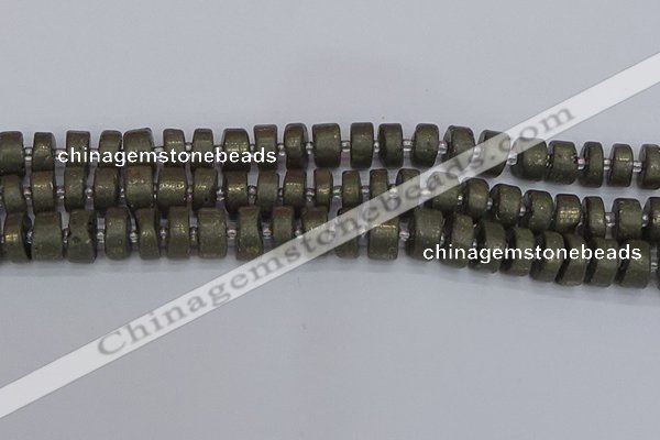 CRB1261 15.5 inches 6*12mm tyre matte pyrite gemstone beads