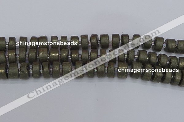 CRB1263 15.5 inches 8*16mm tyre matte pyrite gemstone beads