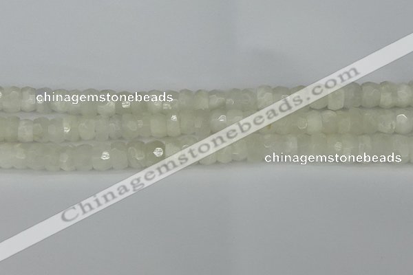 CRB1280 15.5 inches 6*10mm faceted rondelle white moonstone beads