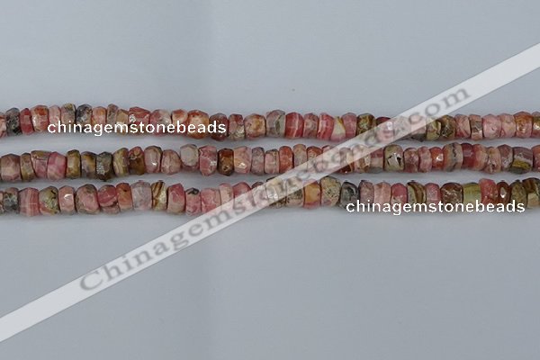 CRB1283 15.5 inches 5*8mm faceted rondelle rhodochrosite beads