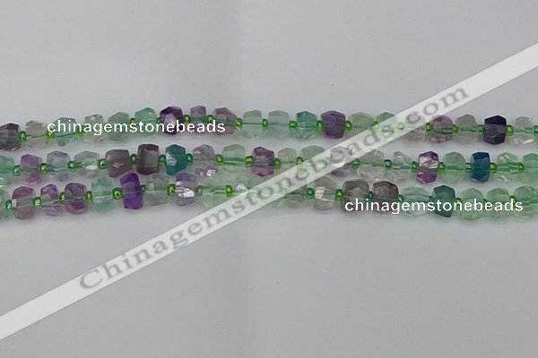 CRB1288 15.5 inches 6*10mm faceted rondelle fluorite beads