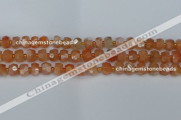 CRB1292 15.5 inches 6*10mm faceted rondelle moonstone beads