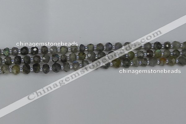 CRB1294 15.5 inches 4*6mm faceted rondelle labradorite beads