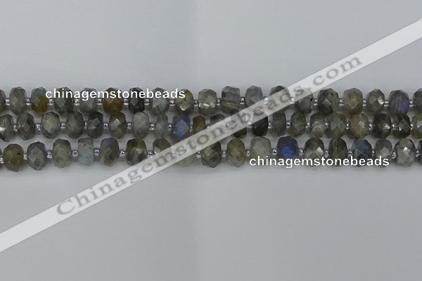 CRB1295 15.5 inches 5*8mm faceted rondelle labradorite beads