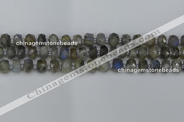 CRB1296 15.5 inches 6*10mm faceted rondelle labradorite beads