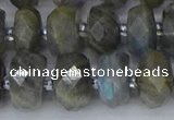 CRB1297 15.5 inches 6*12mm faceted rondelle labradorite beads